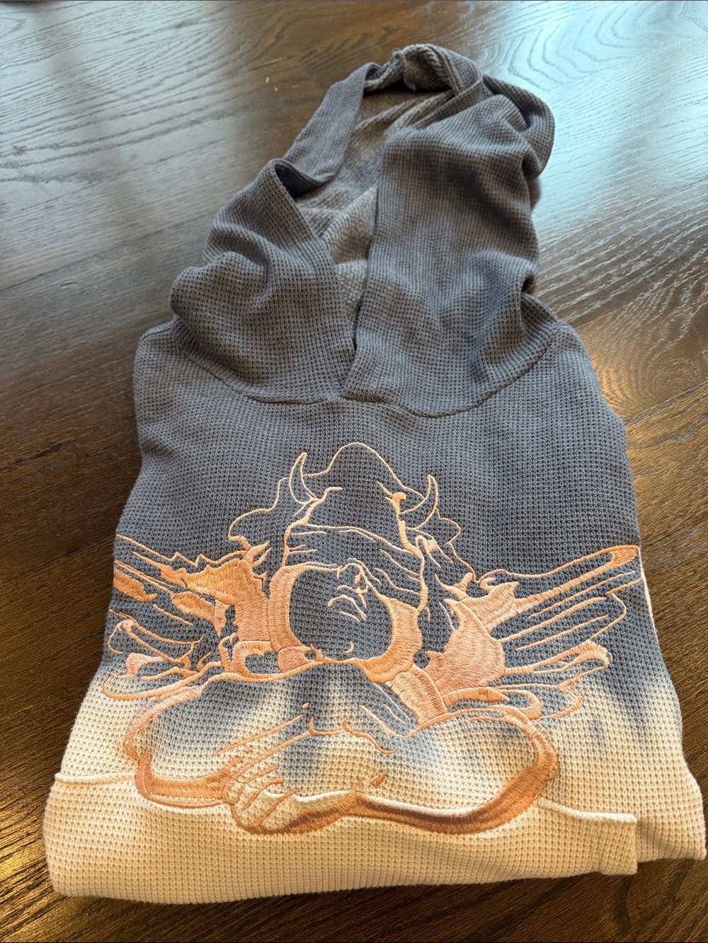 Boys Lie Grey Waffle Knit Hoodie with Angel Patch